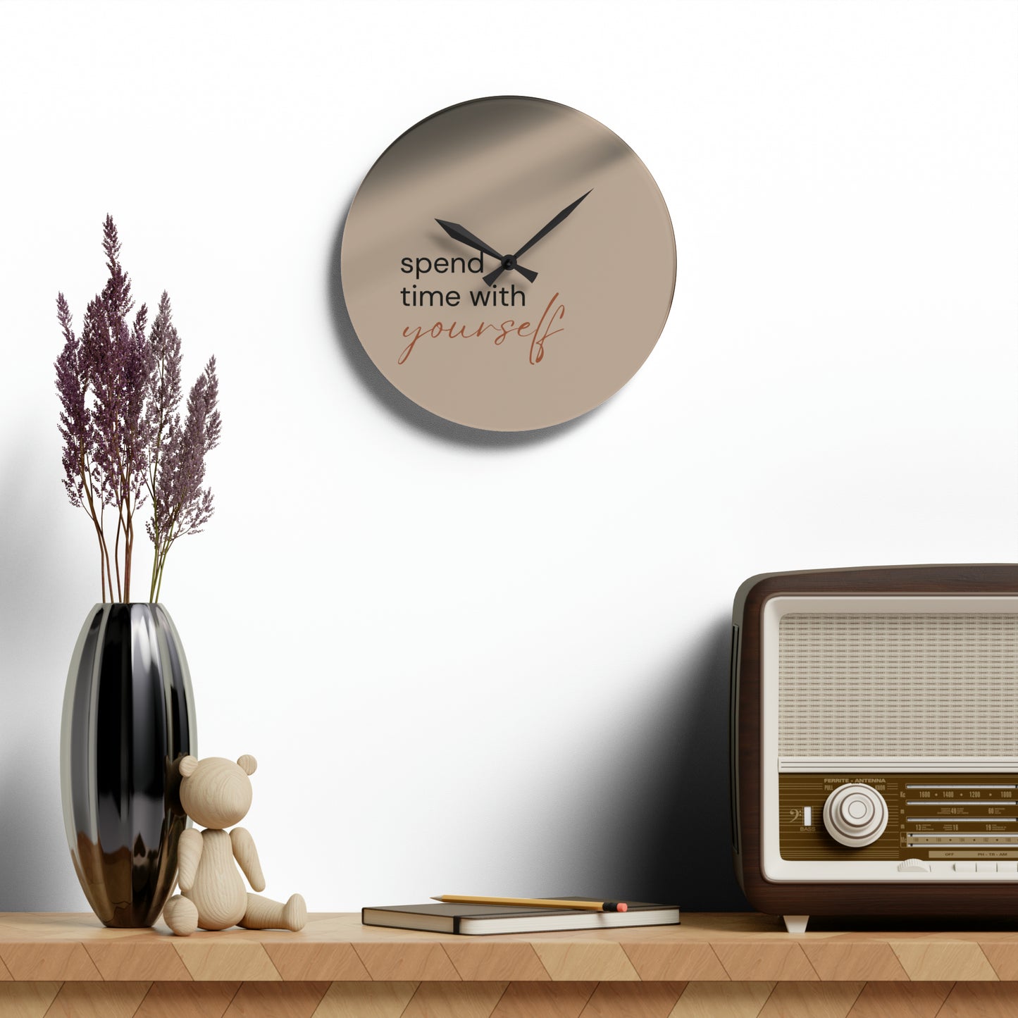 Inspirational Quotes Acrylic Wall Clock | Spend time with yourself